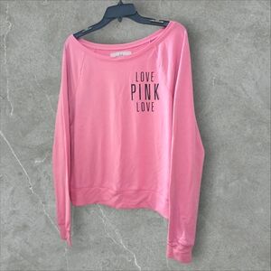 PINK Victoria's Secret Love Pink Graphic Sweatshirt Off Shoulder/ Wide Shoulder